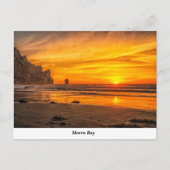 Morro Bay Sunset At The Beach Postcard (Front)
