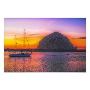 Morro Rock At Sunset Photo Print