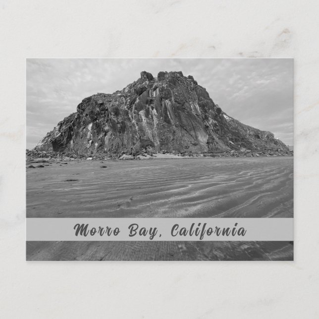 Morro Rock, Morro Bay in Black & White Postcard (Front)