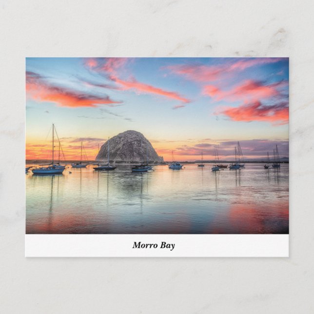 Morro Rock Sur La Carte Postale Dusk (Devant)