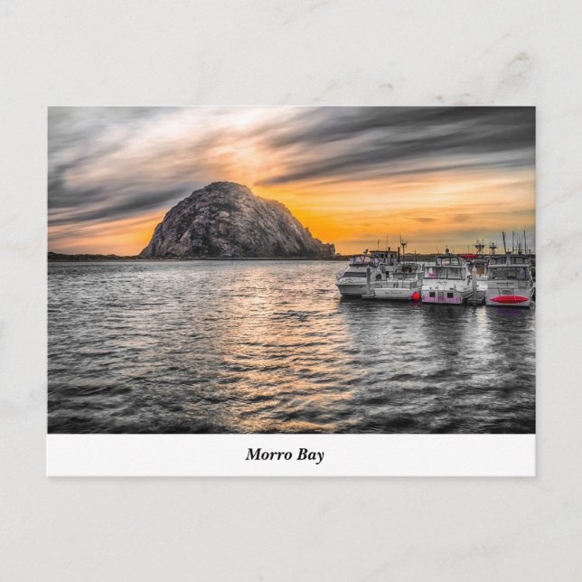 Morro Rock Sur La Carte Postale Dusk (Devant)