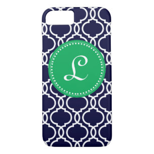 Morrocan Custom Monogram in Navy and Kelly Green Case-Mate iPhone Case