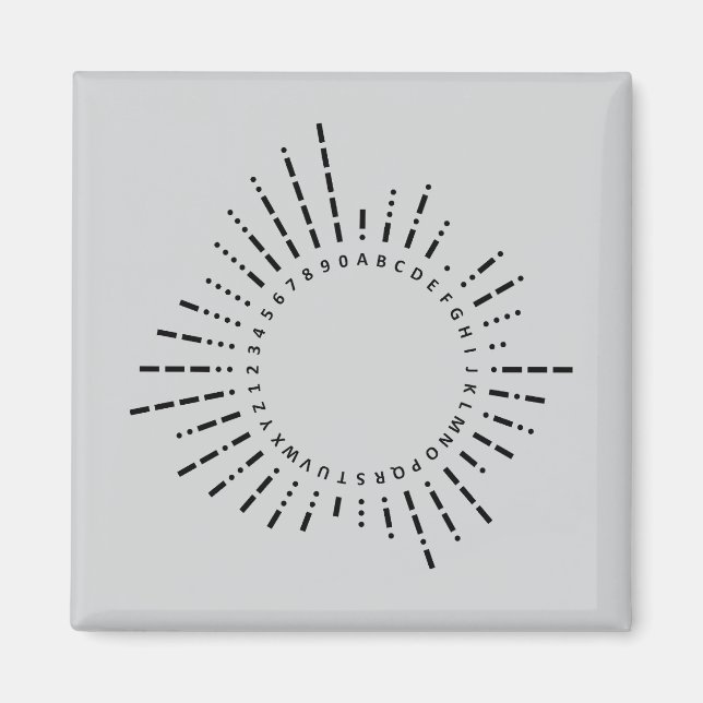 Morse Code Alphabet – Steel Grey Design Magnet (Front)