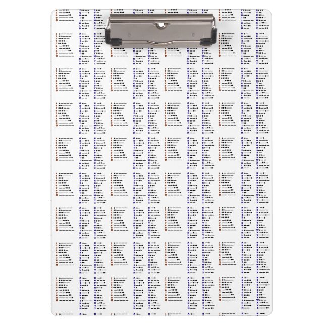Morse Code Chart Clipboard  Customize It! (Front)