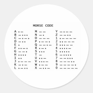 MORSE CODE CLASSIC ROUND STICKER