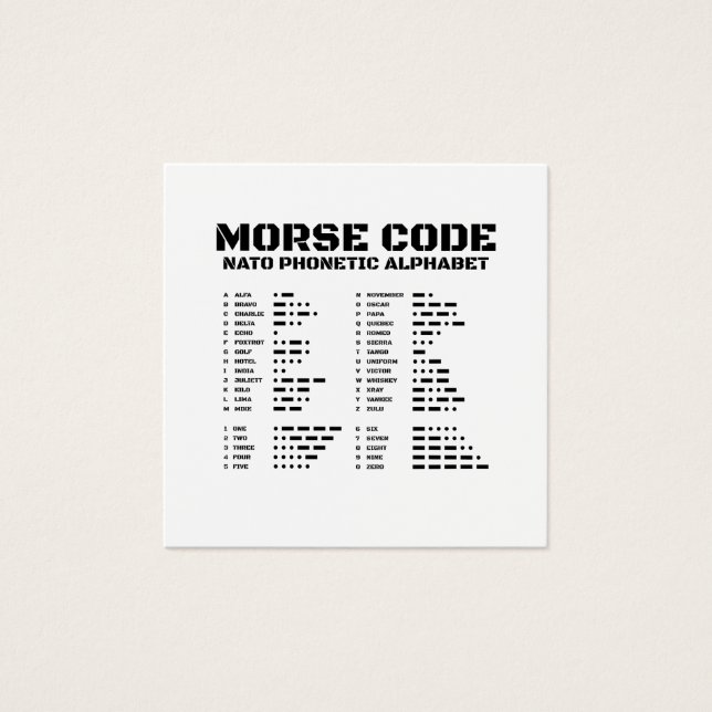 Morse Code & NATO Graphic Table (Front)