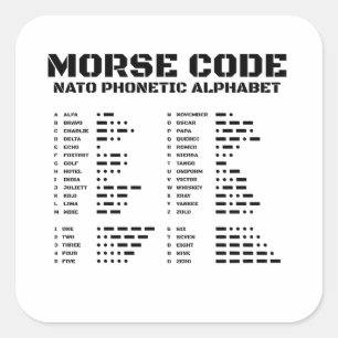 Morse Code NATO Phonetic Alphabet Chart A Z Square Sticker