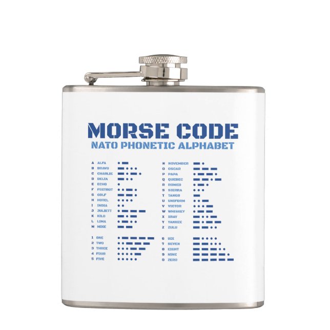 Morse Code NATO Phonetic Alphabet Hip Flask (Front)