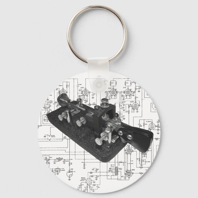 Morse Code Radio Key Schematic Keychain (Front)