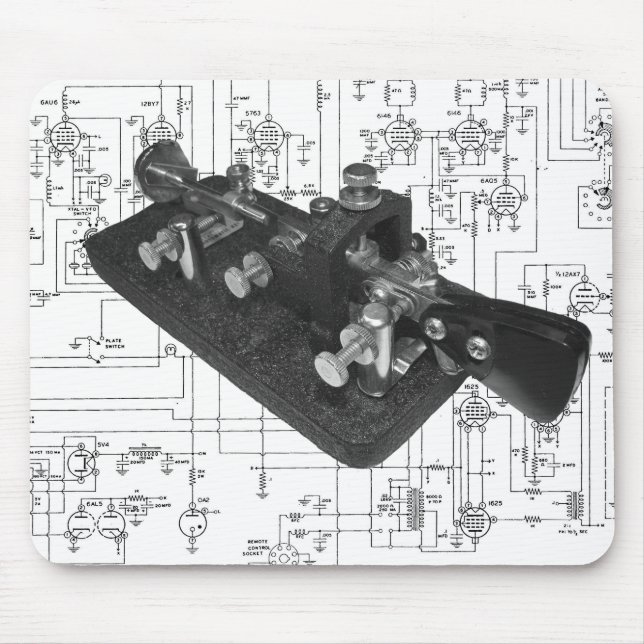 Morse Code Radio Key Schematic Mouse Pad (Front)