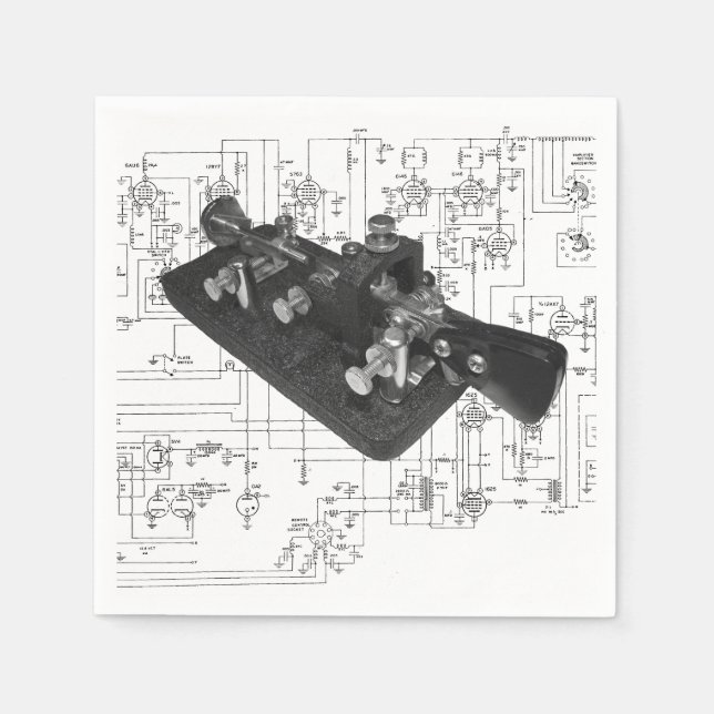 Morse Code Radio Key Schematic Napkin (Front)