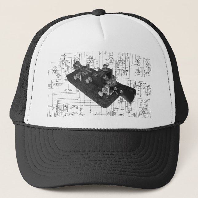 Morse Code Radio Key Schematic Trucker Hat (Front)
