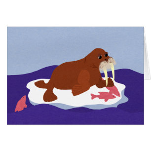 Morse sur l'iceberg avec des poissons