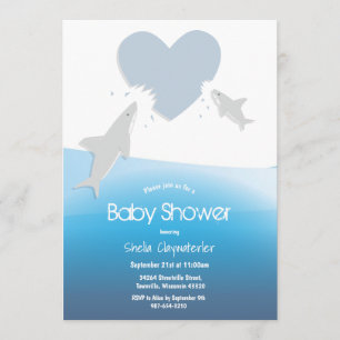 Morsures cardiaques et requins   Invitation Baby s