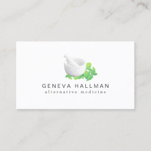 Mortar and Pestle Illustration Natural Health Business Card