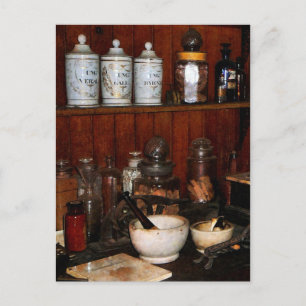 Mortar and Pestle in Drug Store Postcard