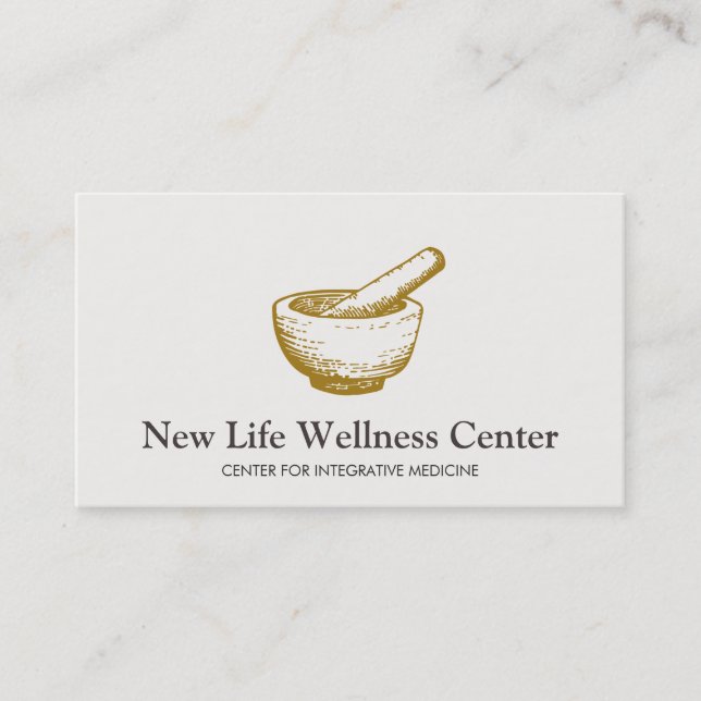 Mortar and Pestle Logo Integrative Doctor Business Card (Front)