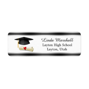 Mortar, diploma Graduation return address Label