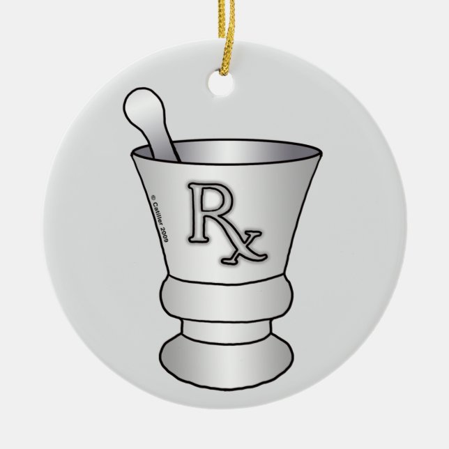 Mortar Pestle Ceramic Ornament (Front)