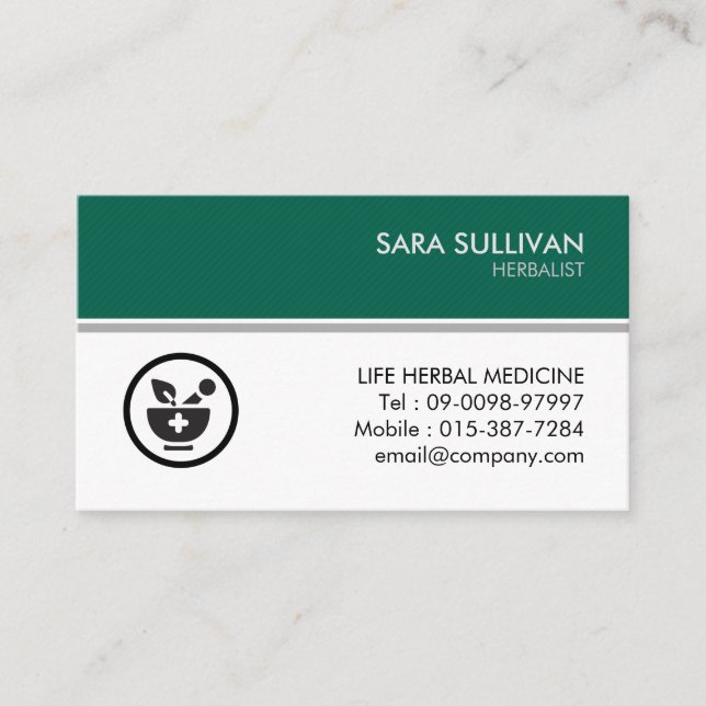 Mortar Pestle Herbal Medicine Herbs Business Card (Front)