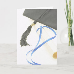 Mortarboard, Diploma, Blue Ribbon Card