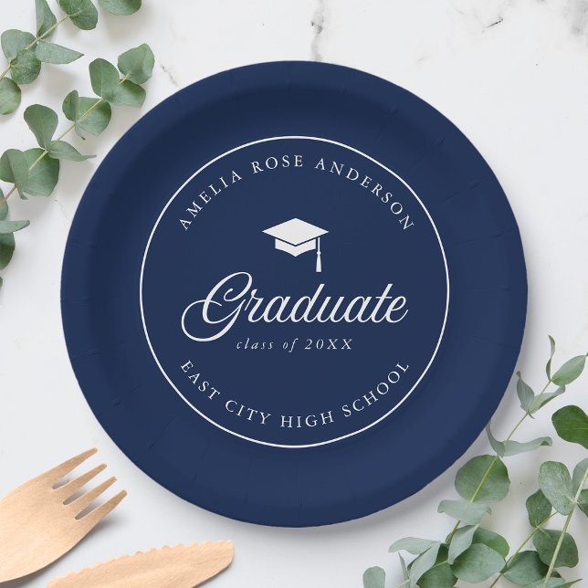 Mortarboard Script Editable Colour Graduate Paper Plate (Creator Uploaded)