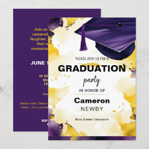 Mortarboard Watercolor Graduation party invitation