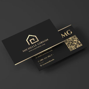  Mortgage Broker Realtor Minimal Black House  Business Card