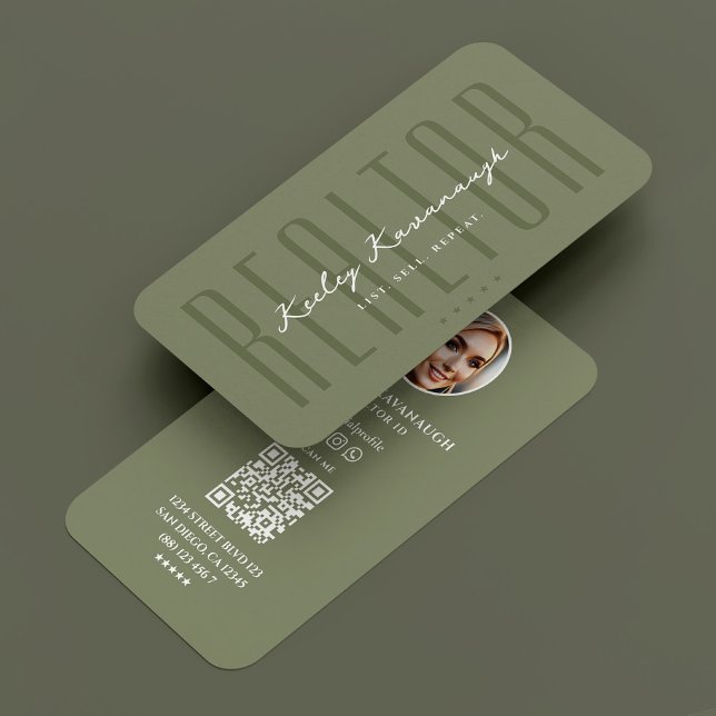Mortgage Broker Sage Realtor Photo Modern Business Card (Mortgage Broker Sage Realtor Photo Modern Business Card
)