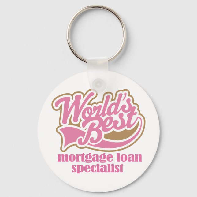 Mortgage Loan Specialist Pink Gift Keychain (Front)