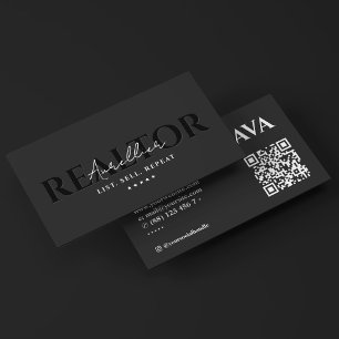 Mortgage Realtor Broker Charcoal Script Business Card