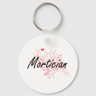 Mortician Artistic Job Design with Butterflies Keychain