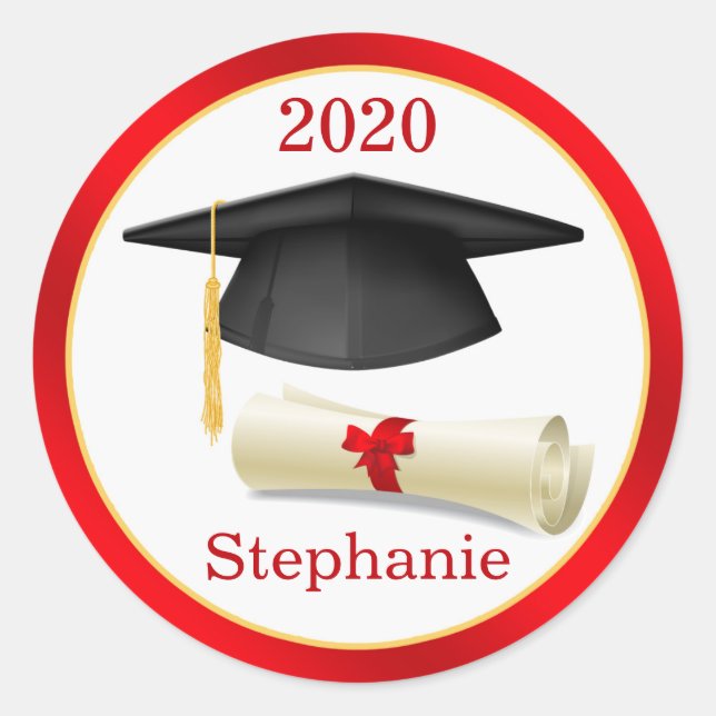 Mortier noir, diplôme Votre nom Graduation Sticker (Devant)