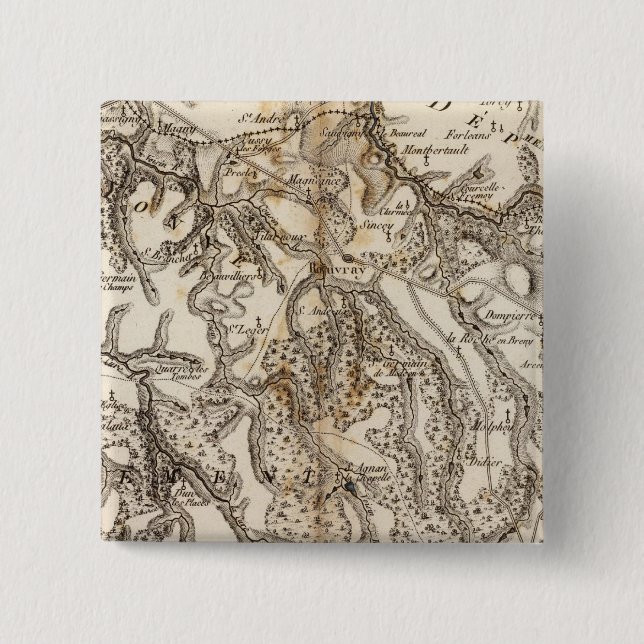 Morvan Atlas Map 2 Inch Square Button (Front)