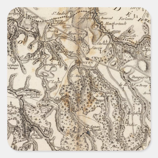 Morvan Atlas Map Square Sticker (Front)