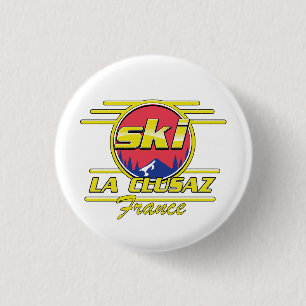 Morzine France Ski 80s logo 1 Inch Round Button