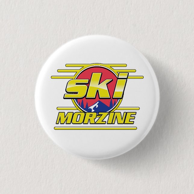 Morzine France Ski 80s logo 1 Inch Round Button (Front)