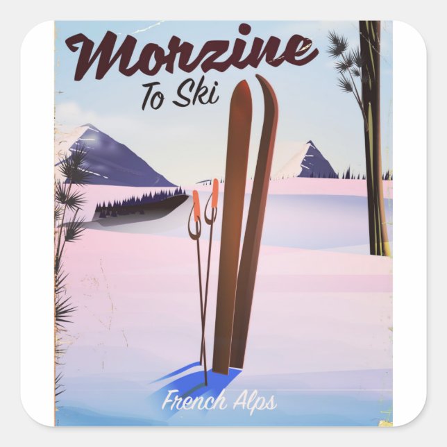 Morzine ,French Alps ski poster Square Sticker (Front)