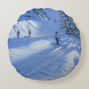 Morzine ski run round pillow