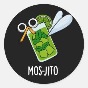 Mos-jito Funny Mojito Drink Pun Dark BG Classic Round Sticker