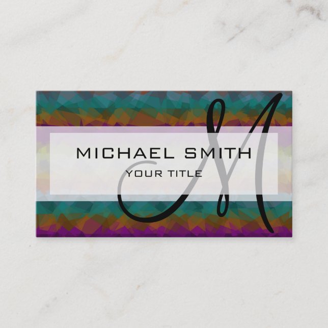 Mosaic Abstract Art Custom Monogram #74 Business Card (Front)
