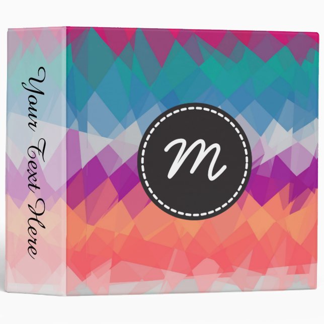 Mosaic Abstract Art Custom Monogram #99 Binder (Front/Spine)