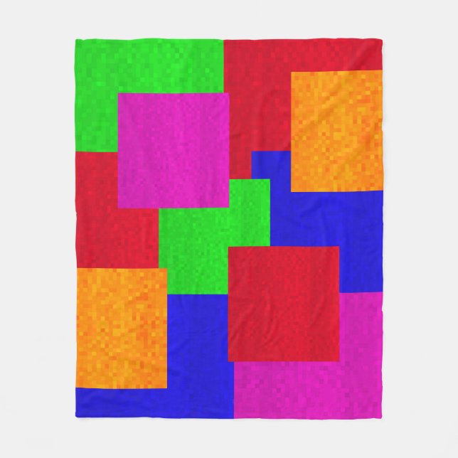 Mosaic Abstract Blocks Of Colours Pattern, Fleece Blanket (Front)