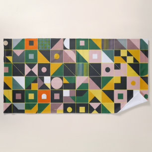 Mosaic Abstract Geometric Pattern Design 1329 Beach Towel