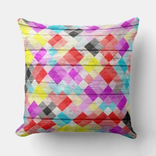 Mosaic Abstract Pastel Wood #3 Throw Pillow