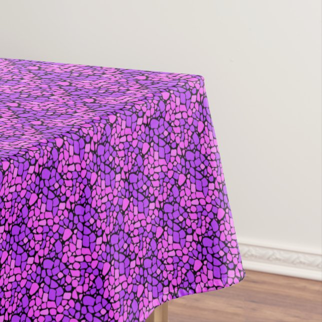 Mosaic abstract pattern tile crimson purple black tablecloth (In Situ)