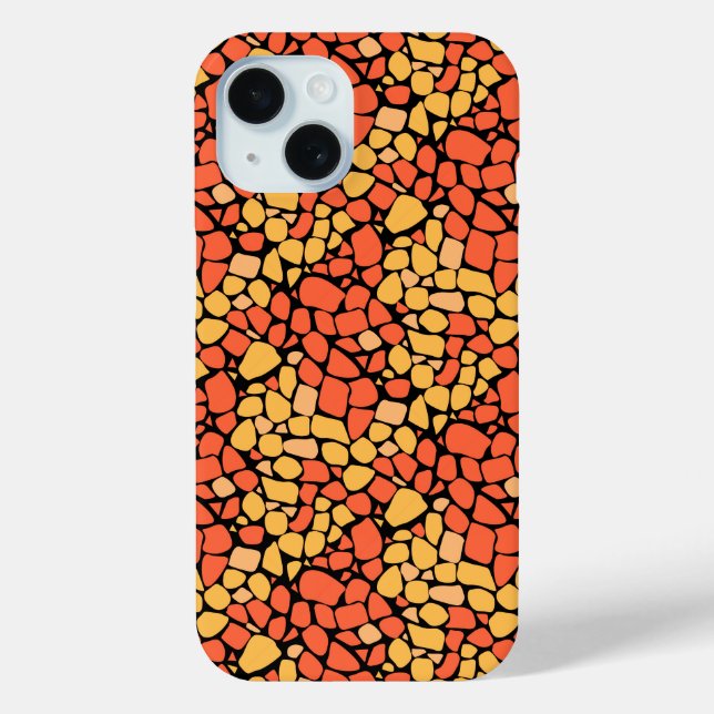 Mosaic abstract pattern tile yellow orange black Case-Mate iPhone case (Back)