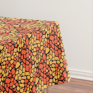 Mosaic abstract pattern tile yellow orange black tablecloth
