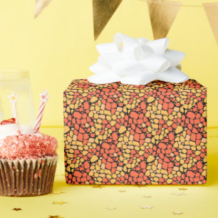 Mosaic abstract pattern tile yellow orange black wrapping paper