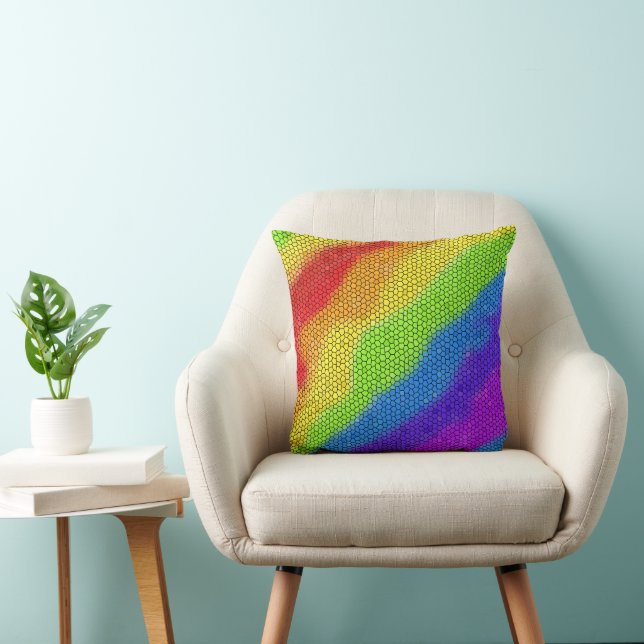 Mosaic Abstract Rainbow Design -  Throw Pillow (Chair)